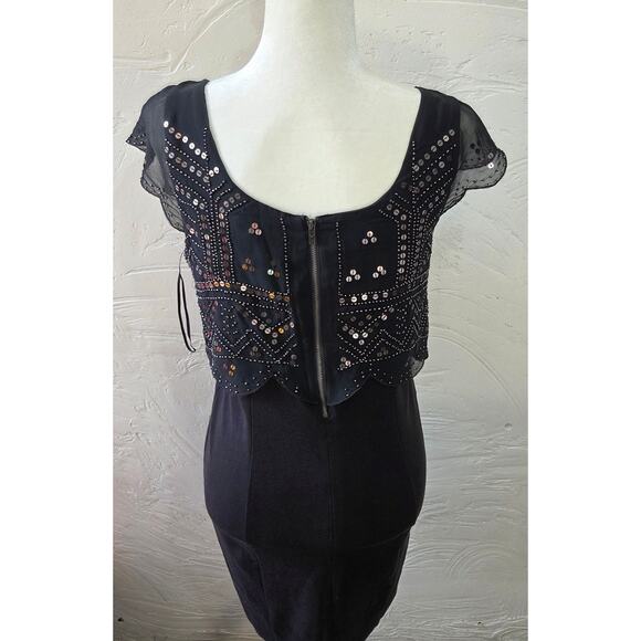 American Eagle Woman's M Grey Casual Mini Dress Beaded Sequin Scoop Sleeveless - Picture 4 of 8